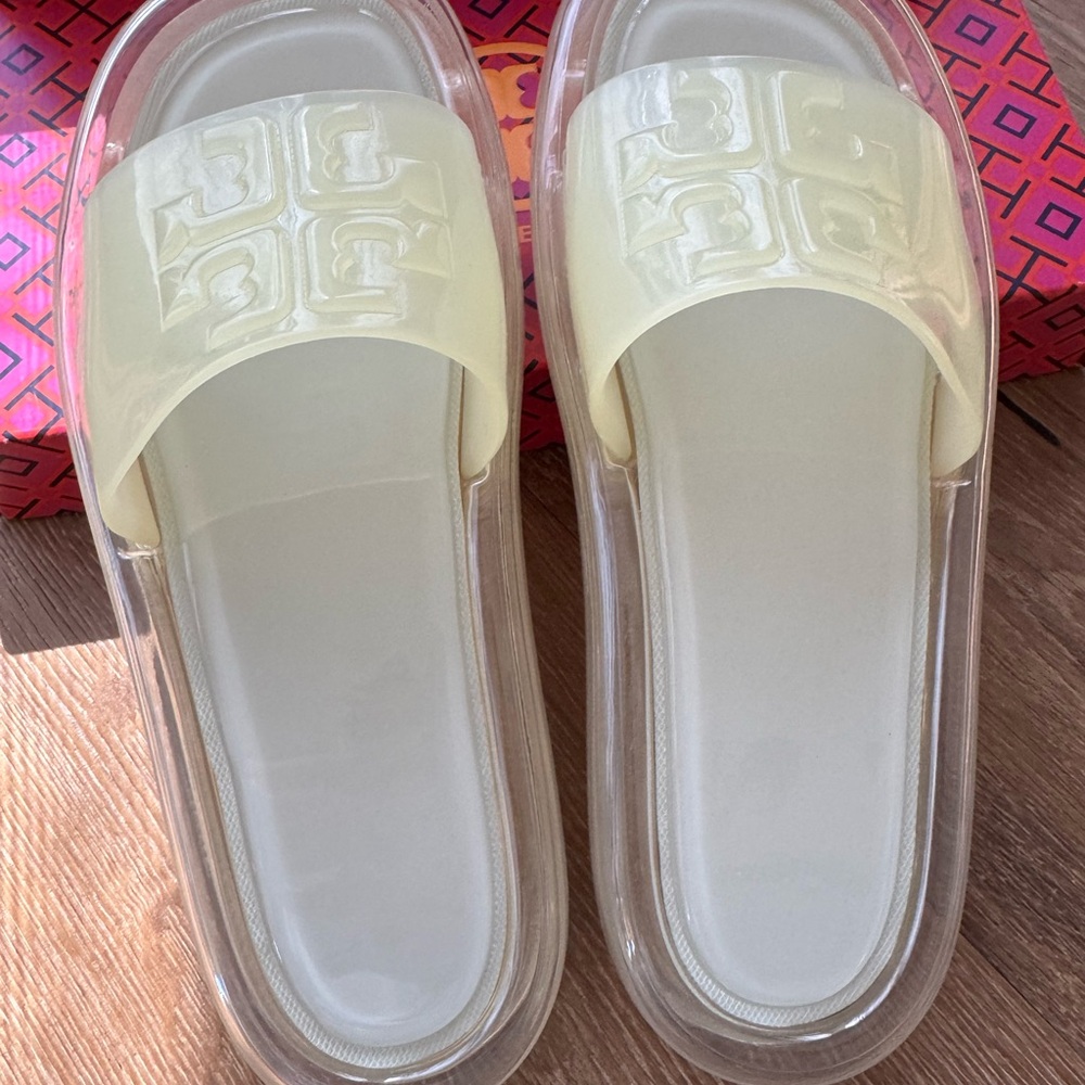 Tory Burch Cream Jelly Slide Sandals